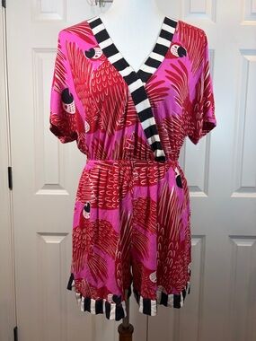 Anthropologie Farm Rio red and white patterned romper